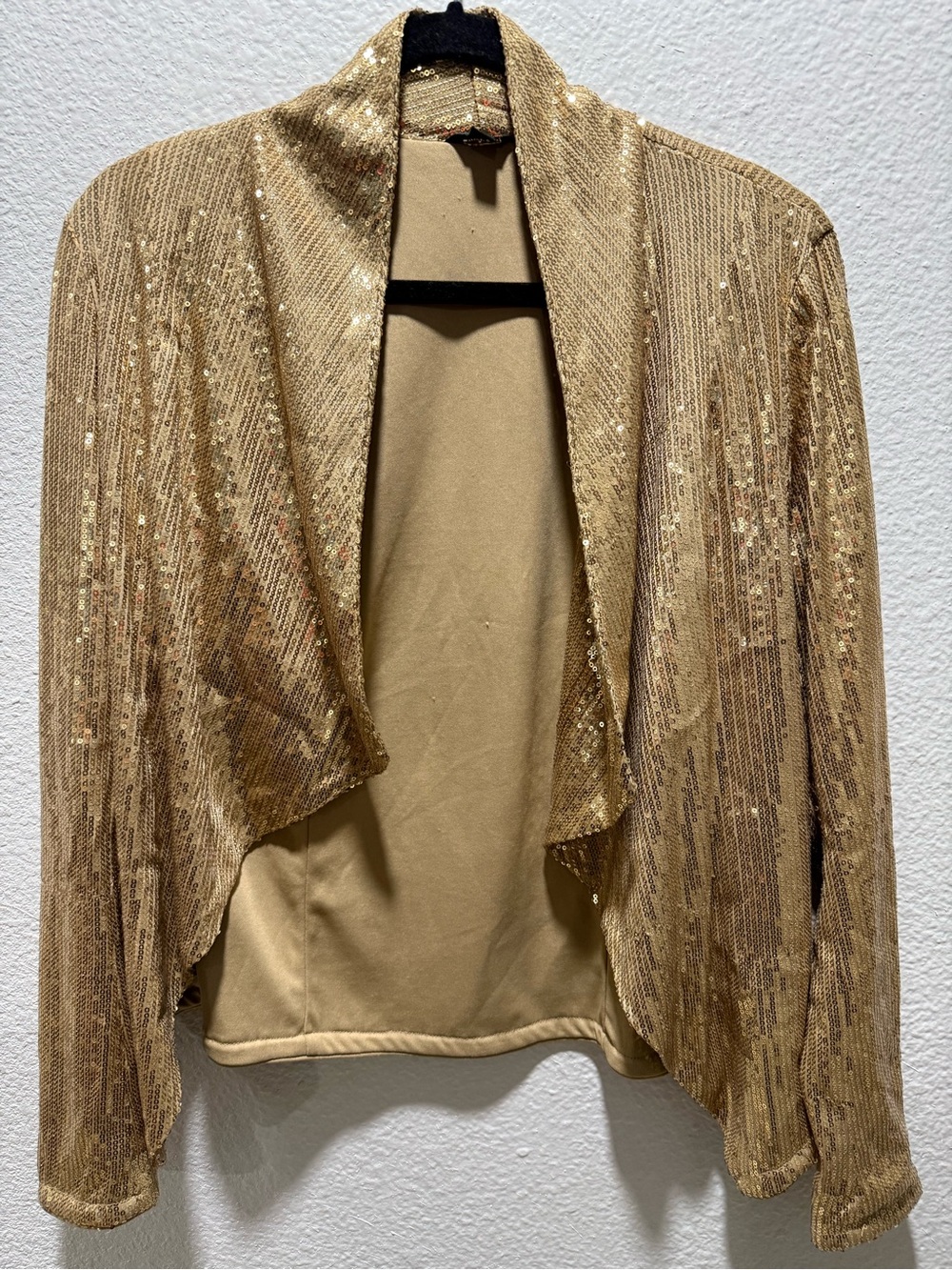 G by Guess Gold Sequin Draped Cardigan